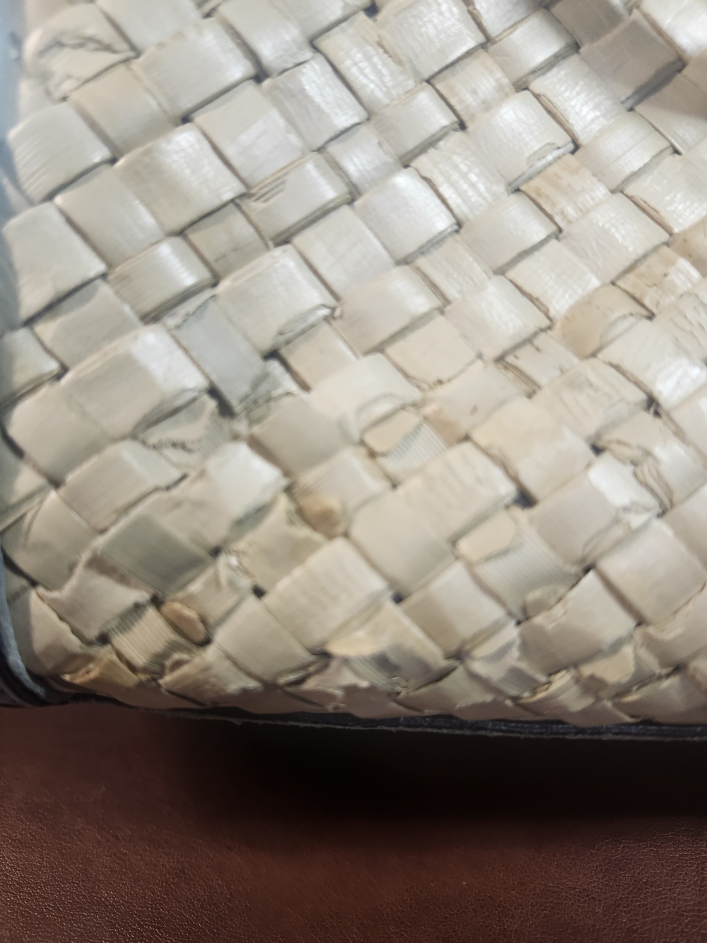 Coach Straw Woven Tote with Metallic Silver Trim - Picture 8 of 9